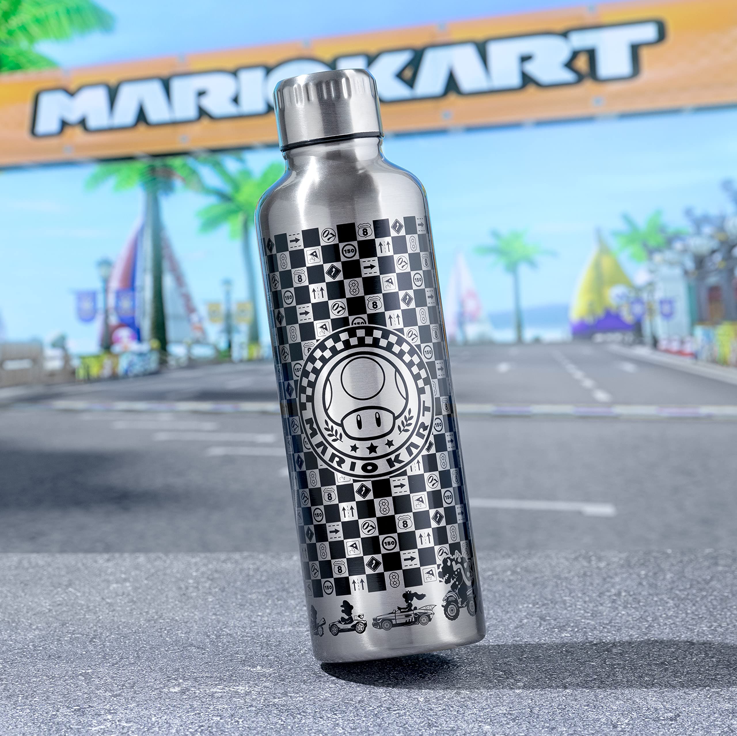 Paladone Mario Kart Metallwasserflasche Grau 500 ml