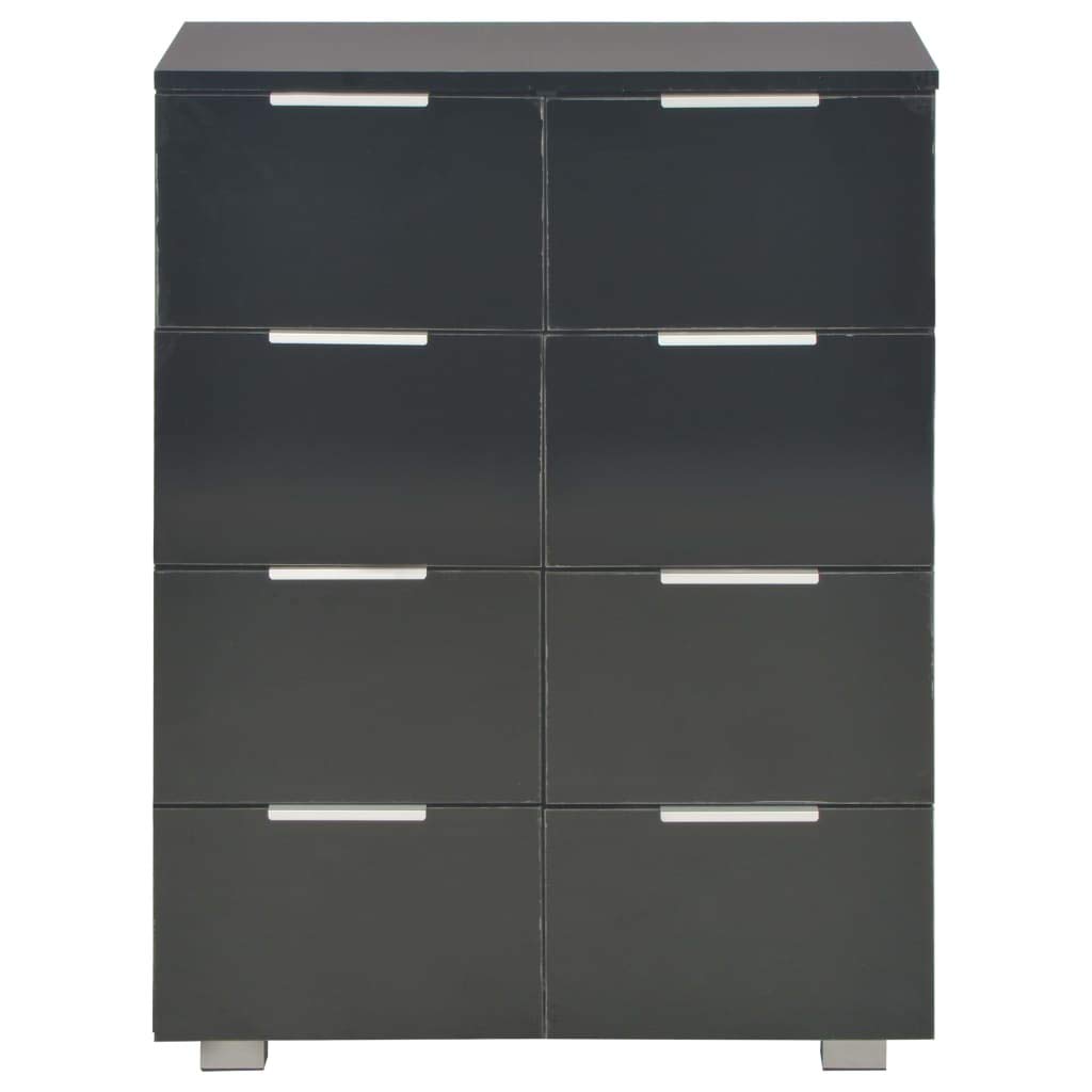 vidaXL Möbel Sideboard 8 Schubladen Hochglanz Schwarz 60cm