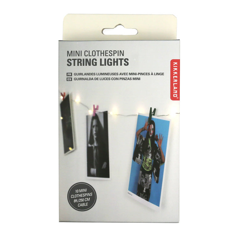 Kikkerland Mini Clothespin String Lights Lichterkette Clips