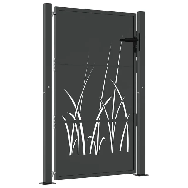 vidaXL Gartentor Anthrazit Stahl Gras-Design 100x125cm
