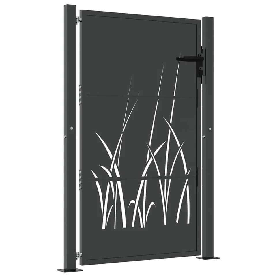 vidaXL Gartentor Anthrazit Stahl Gras-Design 100x125cm