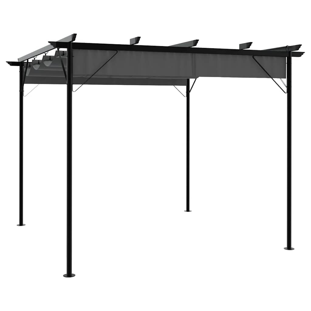 vidaXL Pergola Pavillon 3x3m Anthrazit Stahl Ausziehbares Dach