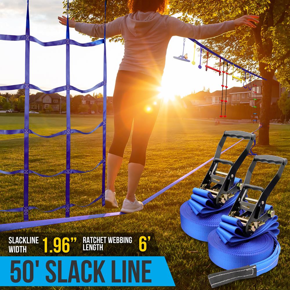 Serenelife Kids Play Ninja Slackline 15 m mit 14 Teilen