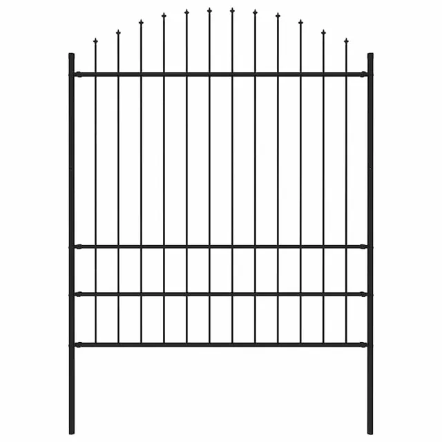 vidaXL Gartenzaun Stahl Schwarz 1,7 m Speerspitzen