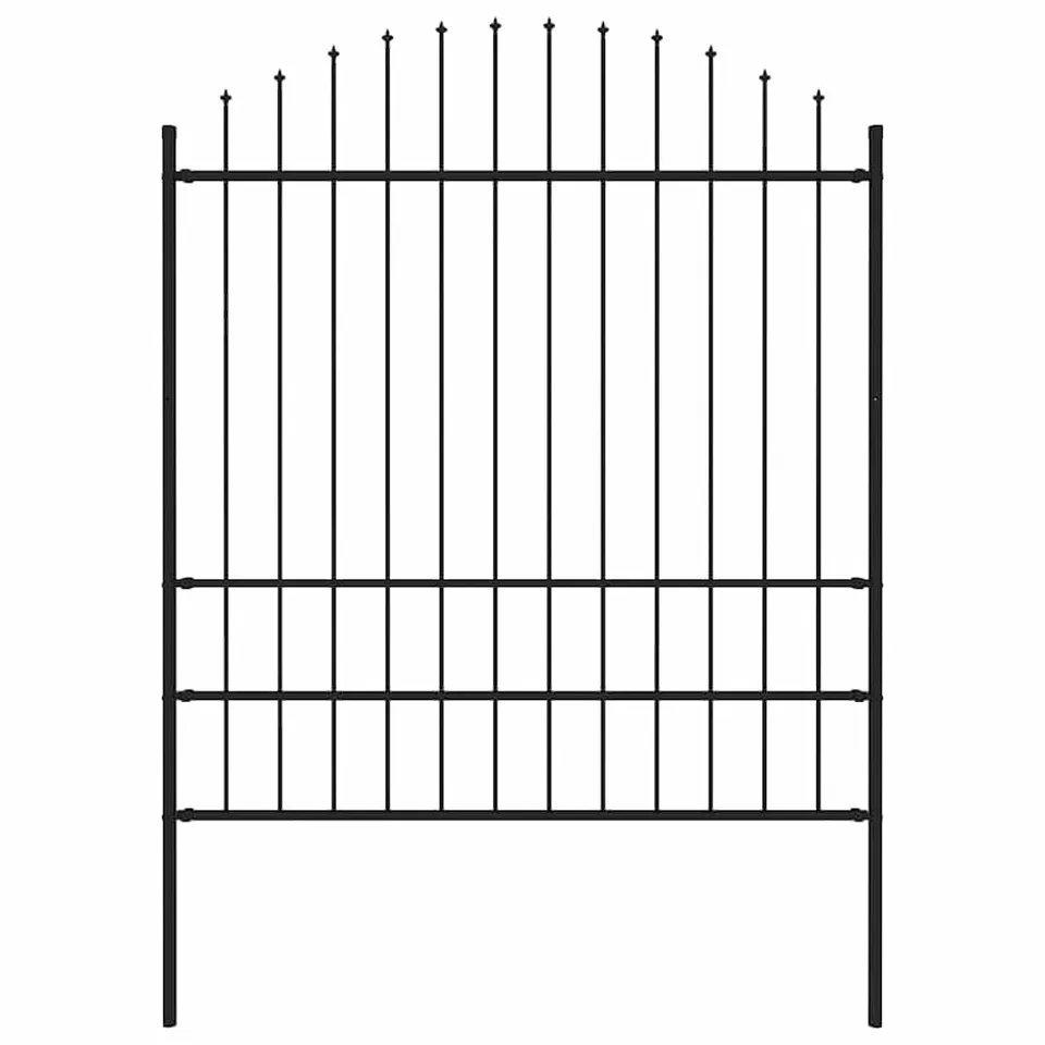 vidaXL Gartenzaun Stahl Schwarz 1,7 m Speerspitzen