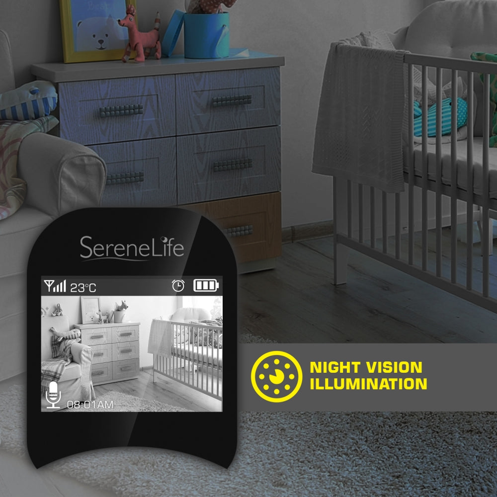 Serenelife Babyphone mit Kamera 2 Zoll Nachtsicht Weiß