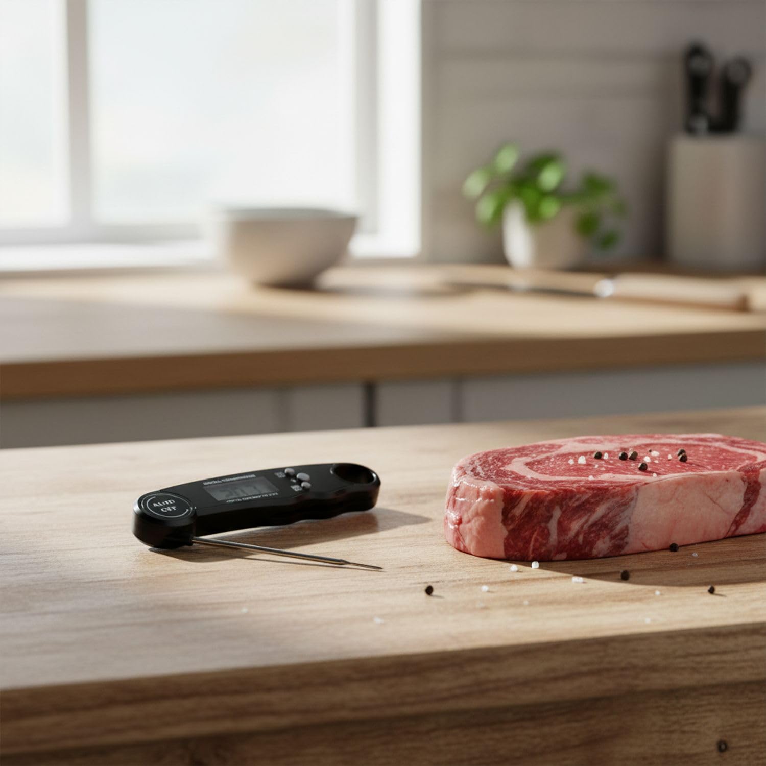 Intirilife Küche Küchenthermometer Schwarz Digital Faltbar