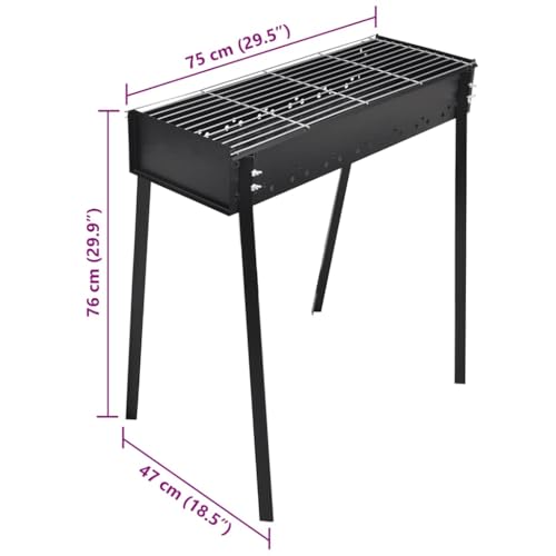 vidaXL BBQ Säulengrill Holzkohlegrill Stahl 75x47x76 cm