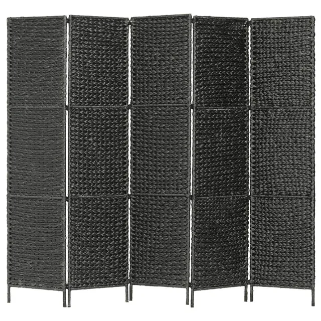 vidaXL Paravent 5-teilig schwarz 193x160 cm Wasserhyazinthe