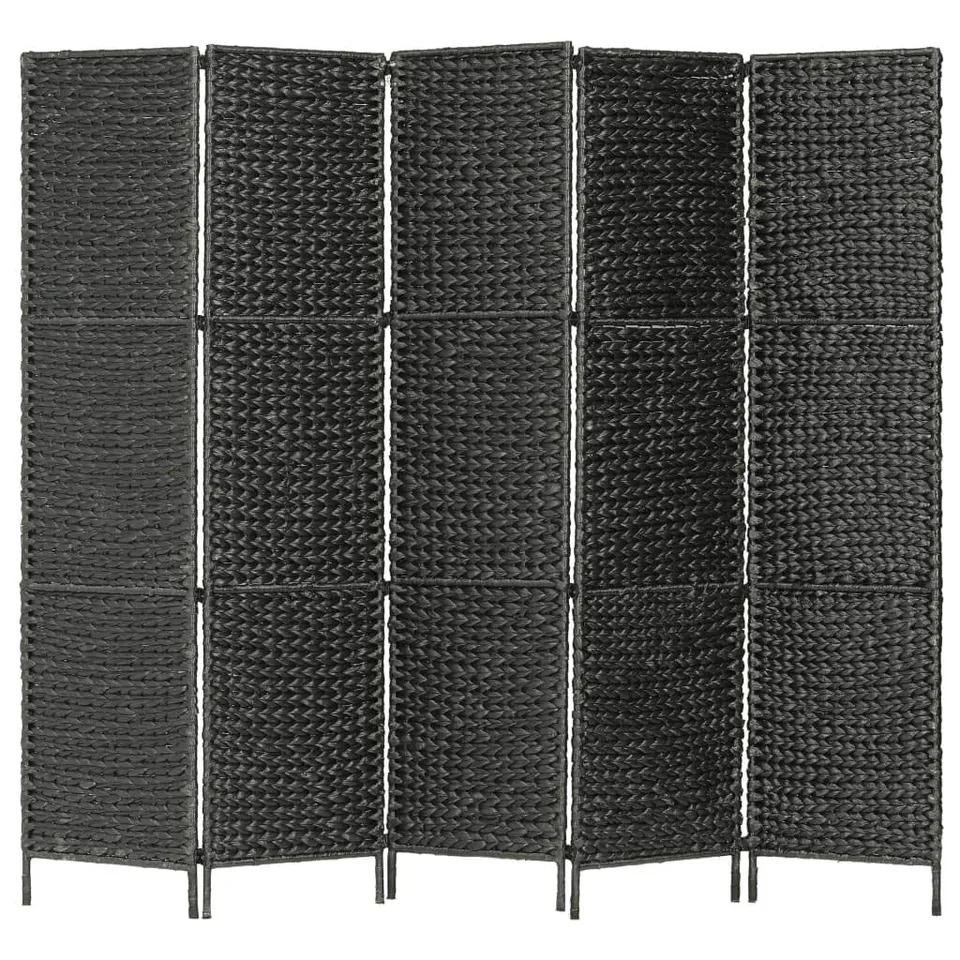vidaXL Paravent 5-teilig schwarz 193x160 cm Wasserhyazinthe