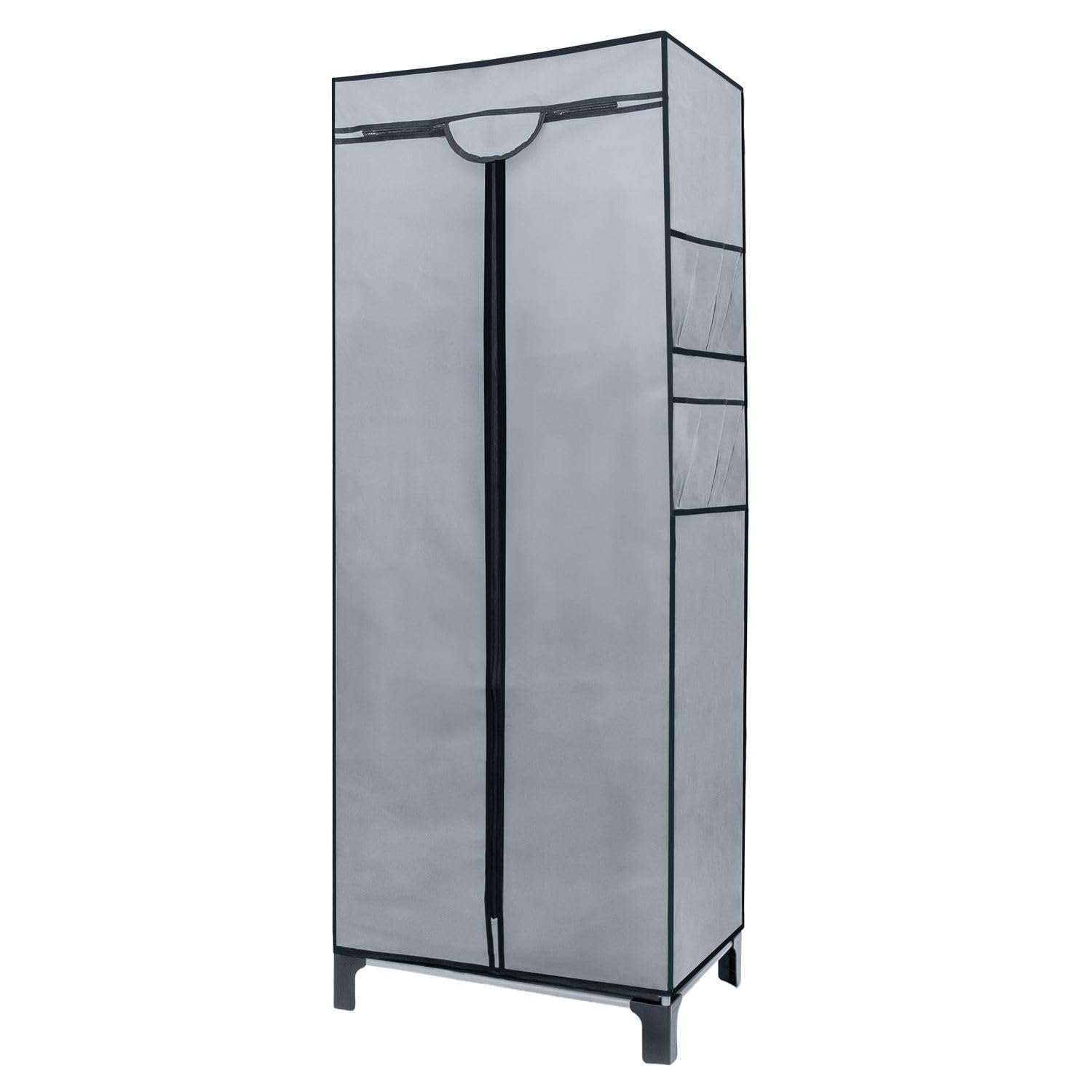 Intirilife Faltschrank 68x45x175cm Grau Stoff mit Stange