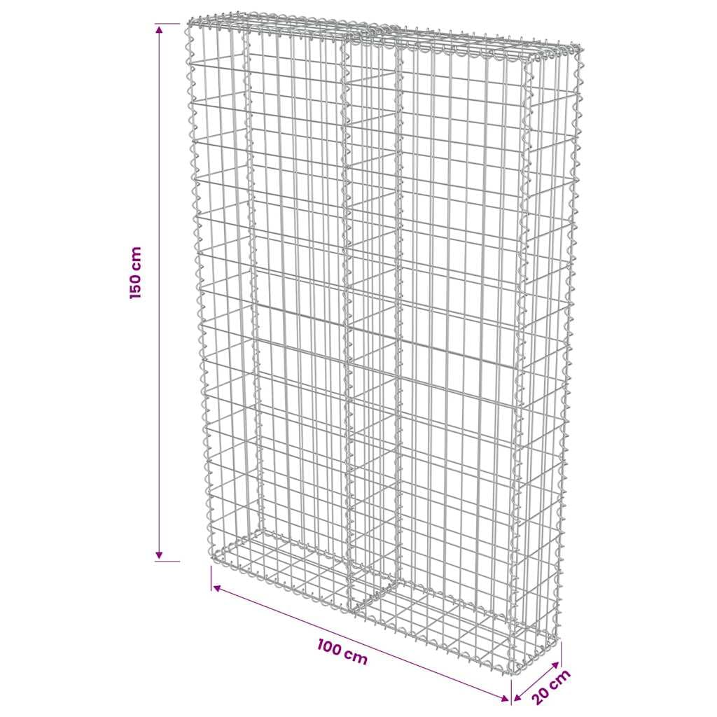 vidaXL Heim & Garten Gabionenwand Stahl 100x20x150 cm verzinkt