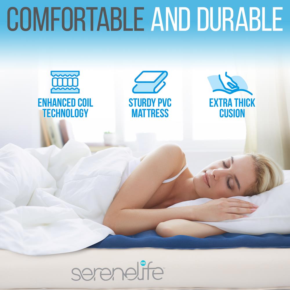 Serenelife Luftmatratze Twin mit Gestell 20 Zoll selbstaufblasend Pumpe