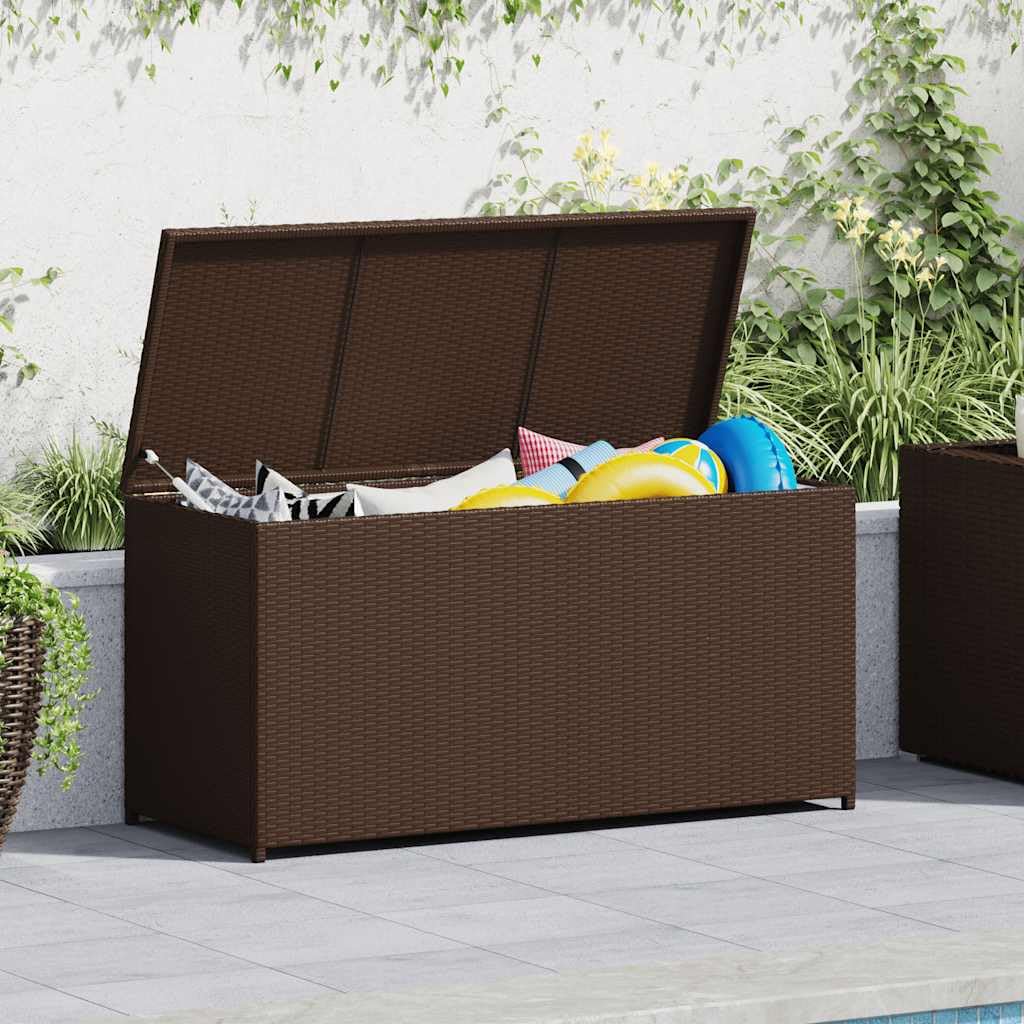 vidaXL Heim & Garten Auflagenbox 120 cm Braun Poly Rattan