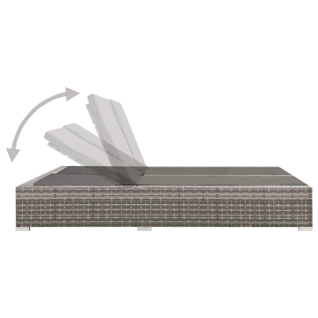 vidaXL Doppel Sonnenliege Poly Rattan Grau 2-Personen Liege