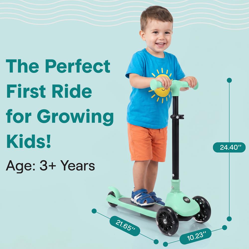 Serenelife Scooters Kinderroller 3-Rad Mint LED Klappbar