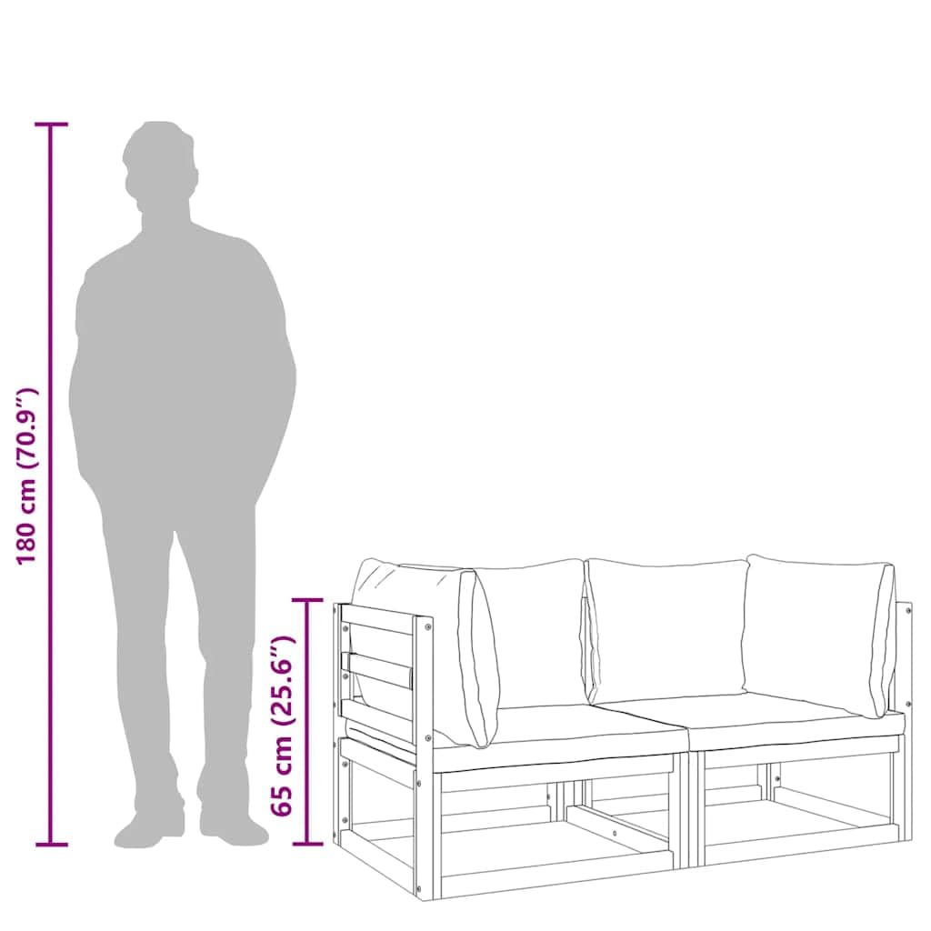 vidaXL Heim & Garten Modular Ecksofa 2Stk Taupe Akazie