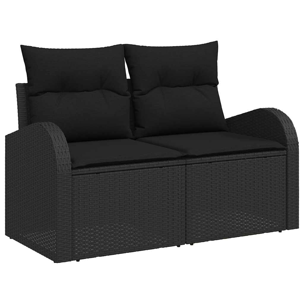 vidaXL Gartensofa-Set 9-tlg Schwarz Poly-Rattan Hochtisch