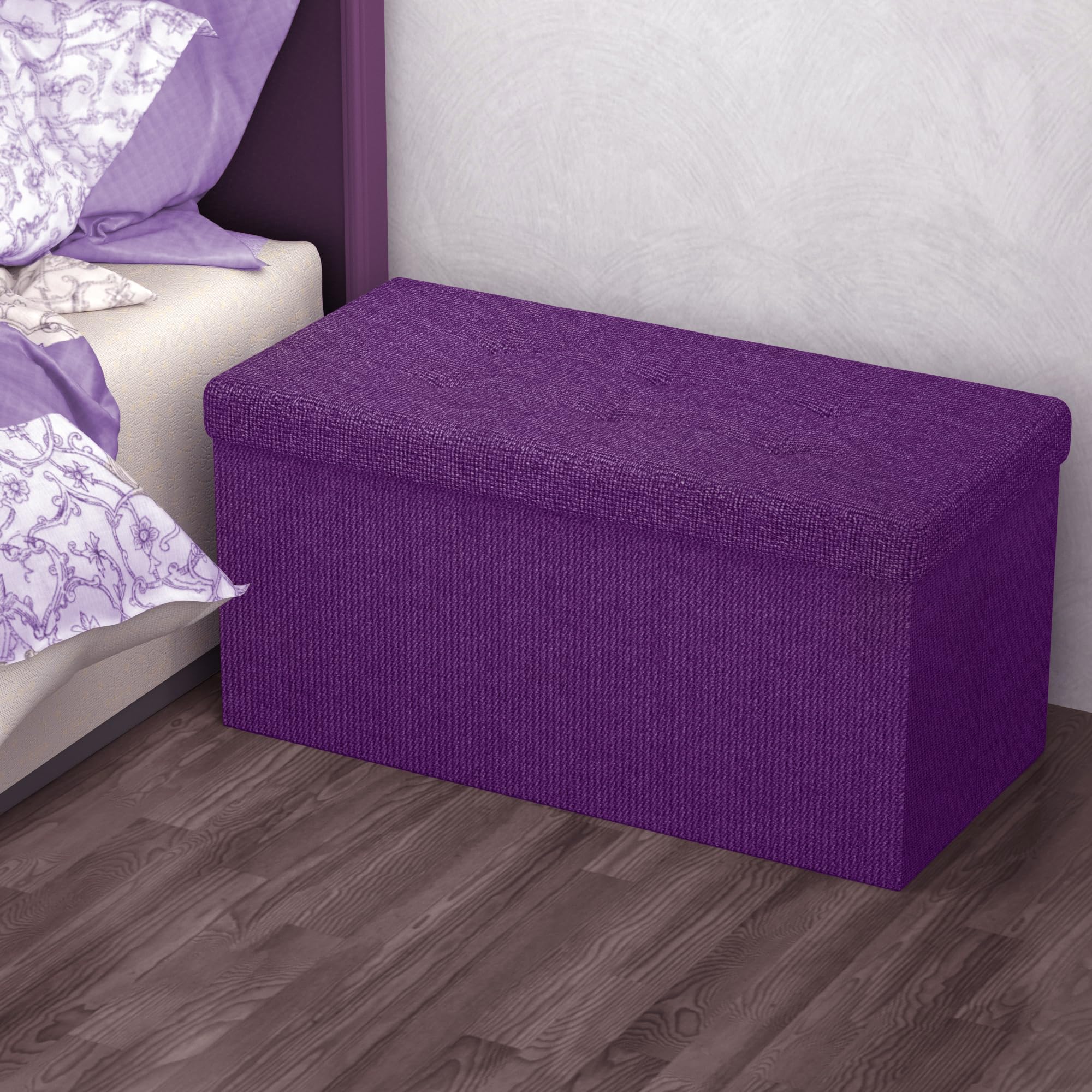 Intirilife Sitzbank 76x38x38 Nebel Lila mit Stauraum Box