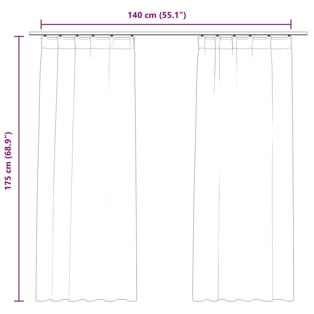 vidaXL Vorhang Samt Creme 140x175cm Verdunkelung 2er Pack