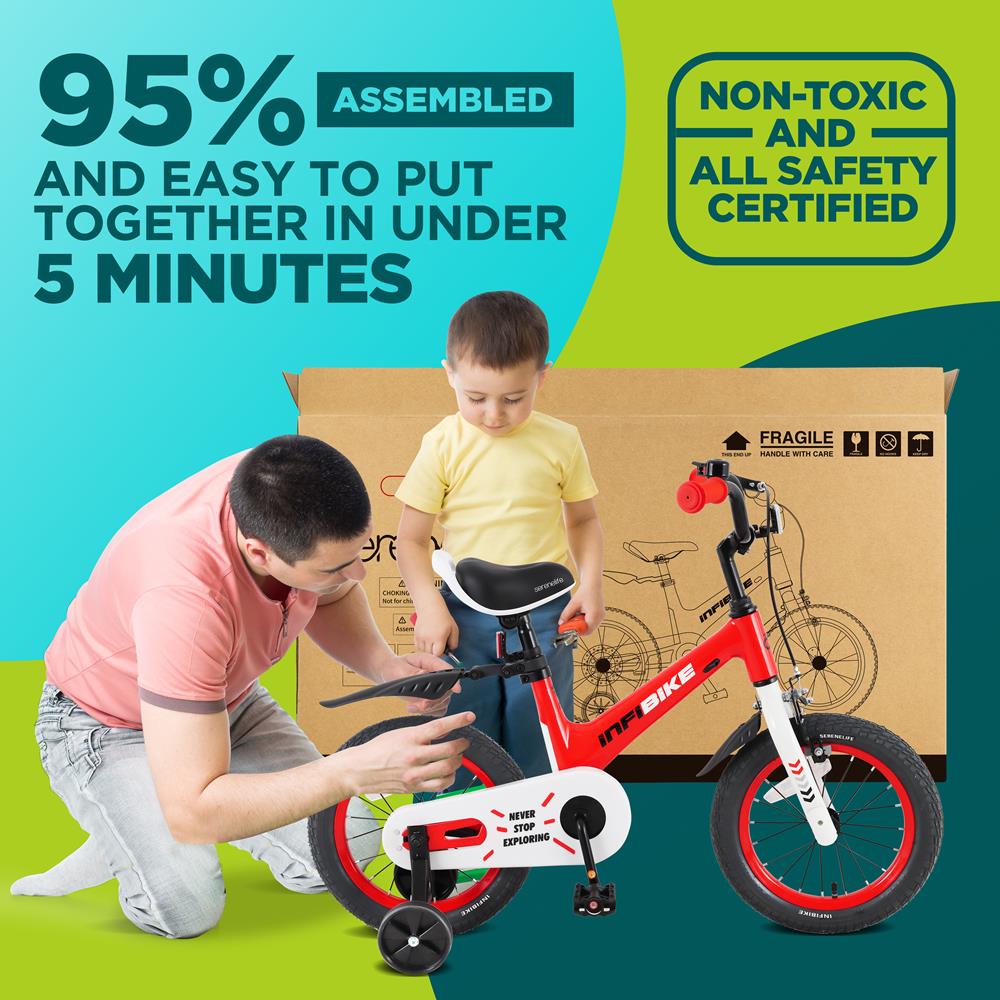 Serenelife Bicycle Kinderfahrrad 14 Zoll mit Stützrädern