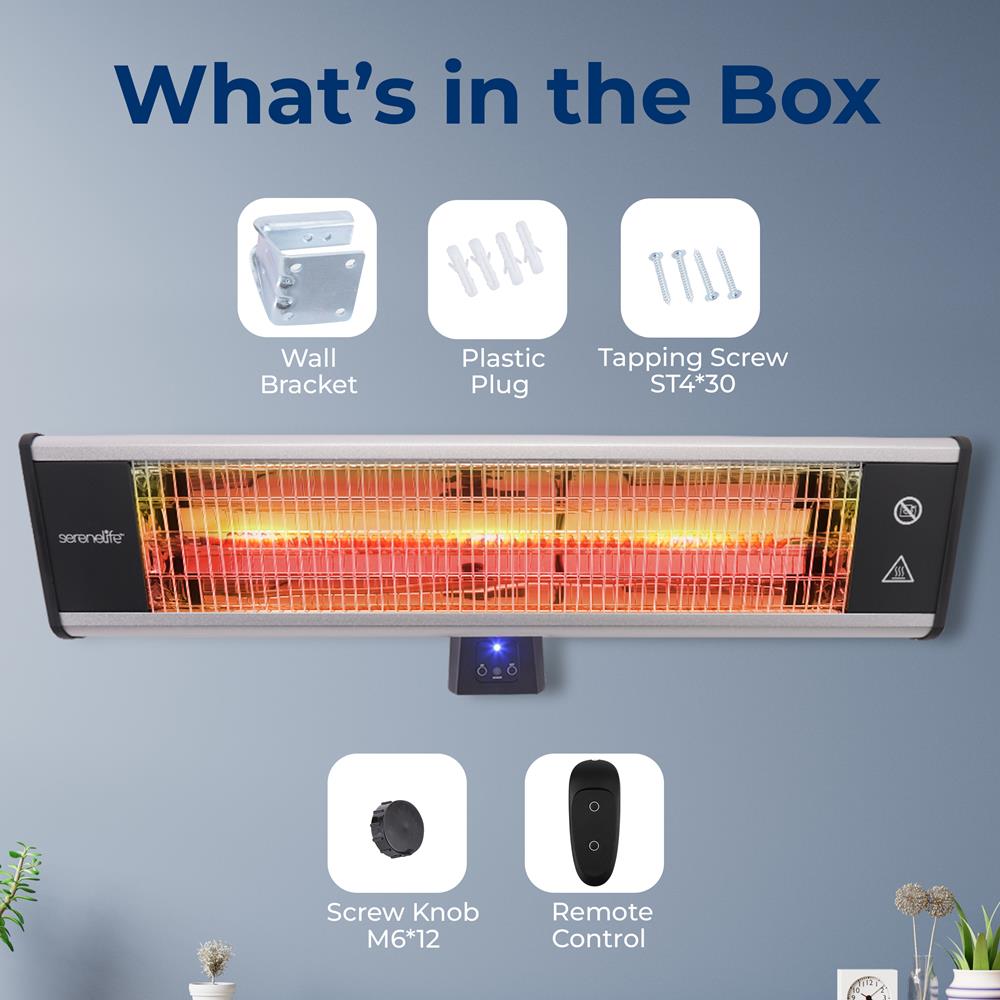 Serenelife Heater Infrarot-Heizstrahler Wand 1500 W IP65