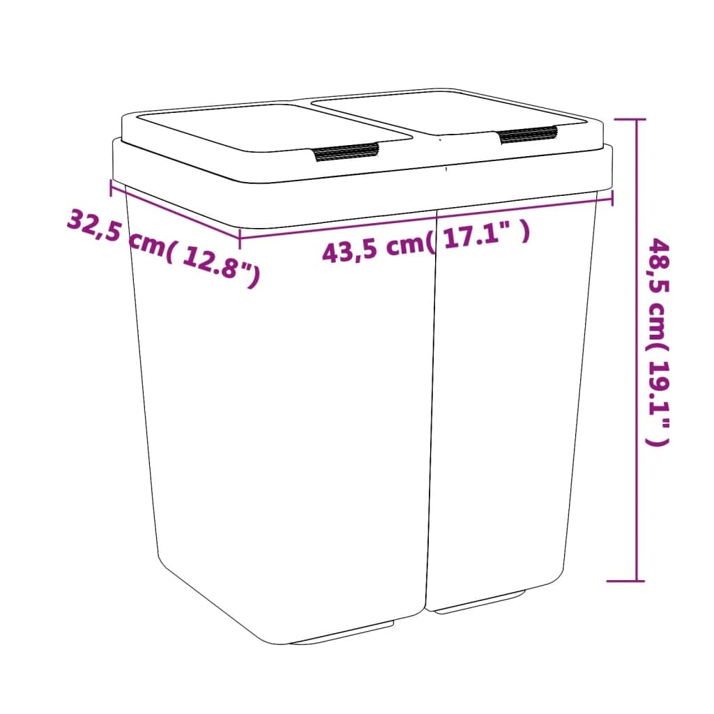 vidaXL Duo Mülleimer Weiß 2x25 L Trennsystem Küche