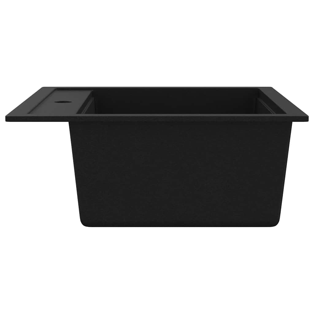 vidaXL Granitspüle Schwarz Einzelbecken Küchenspüle tief