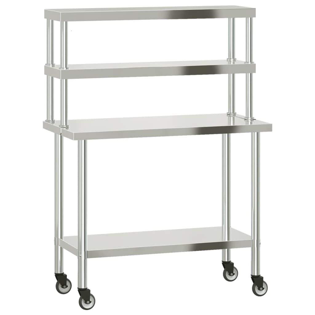 vidaXL Arbeitstisch 110x55x150 Edelstahl Rollen Board