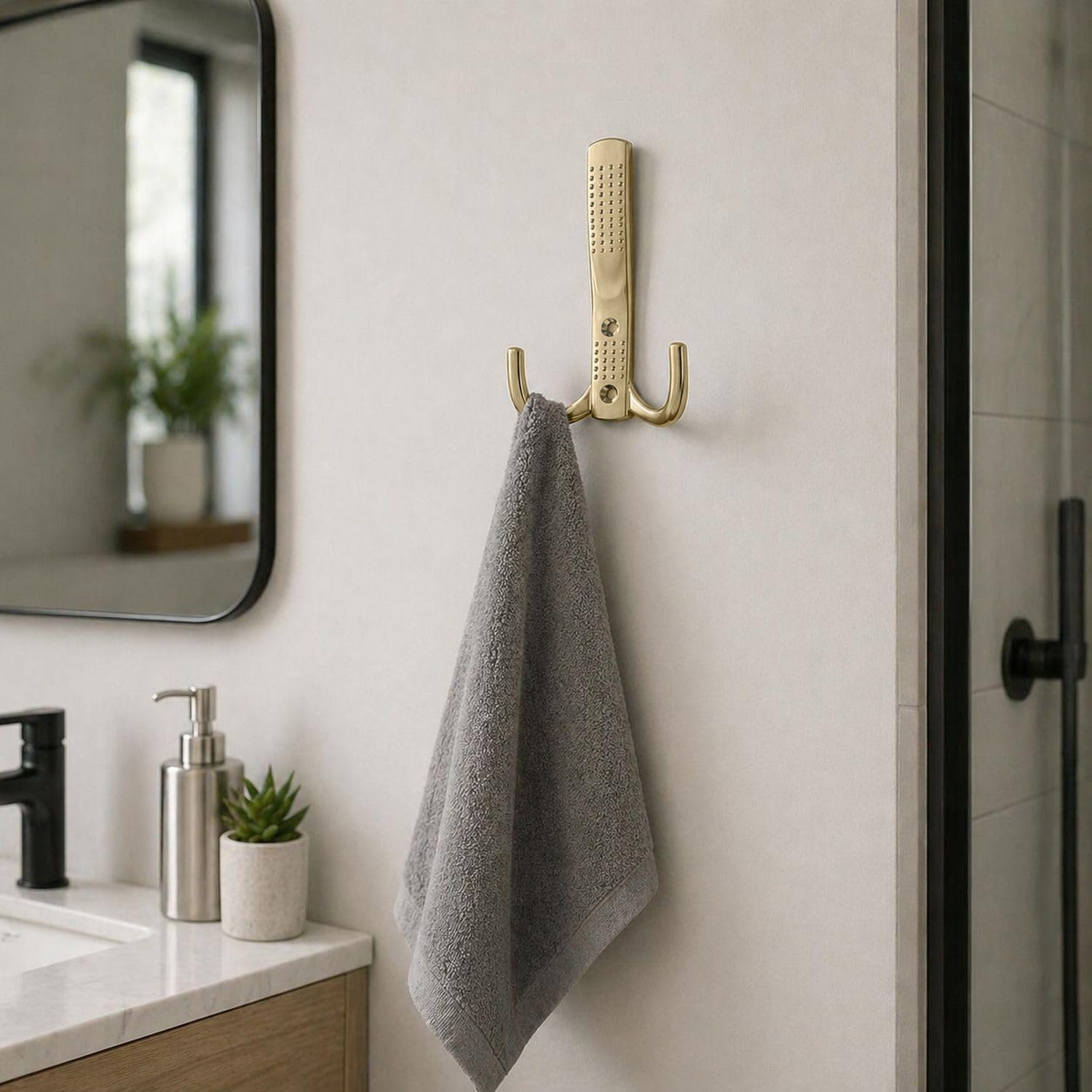 Intirilife Garderobenhaken Doppelhaken Gold 15 cm