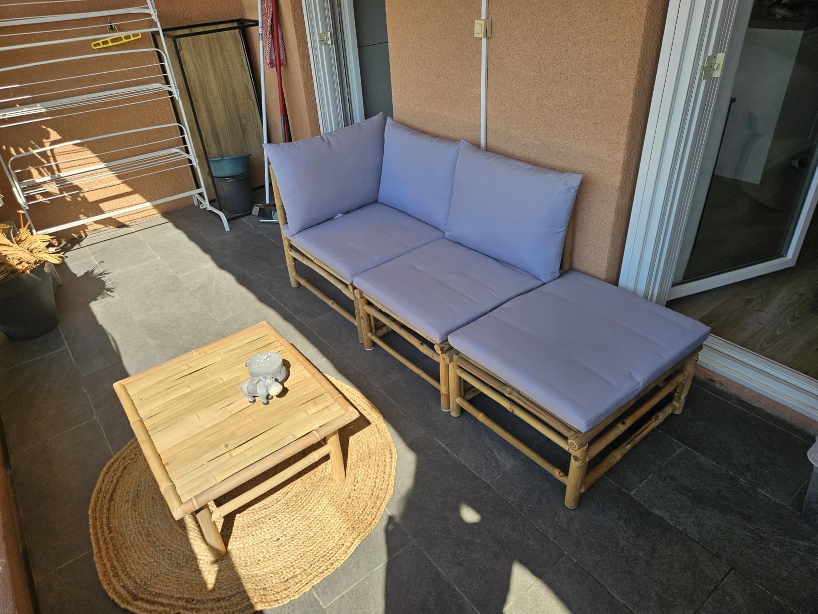 vidaXL Garten-Lounge-Set Bambus Hellgrau 4-teilig