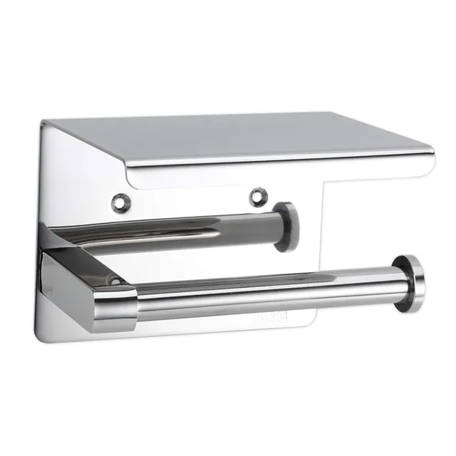 Intirilife Toilettenpapierhalter Ablage Silber Edelstahl 16cm