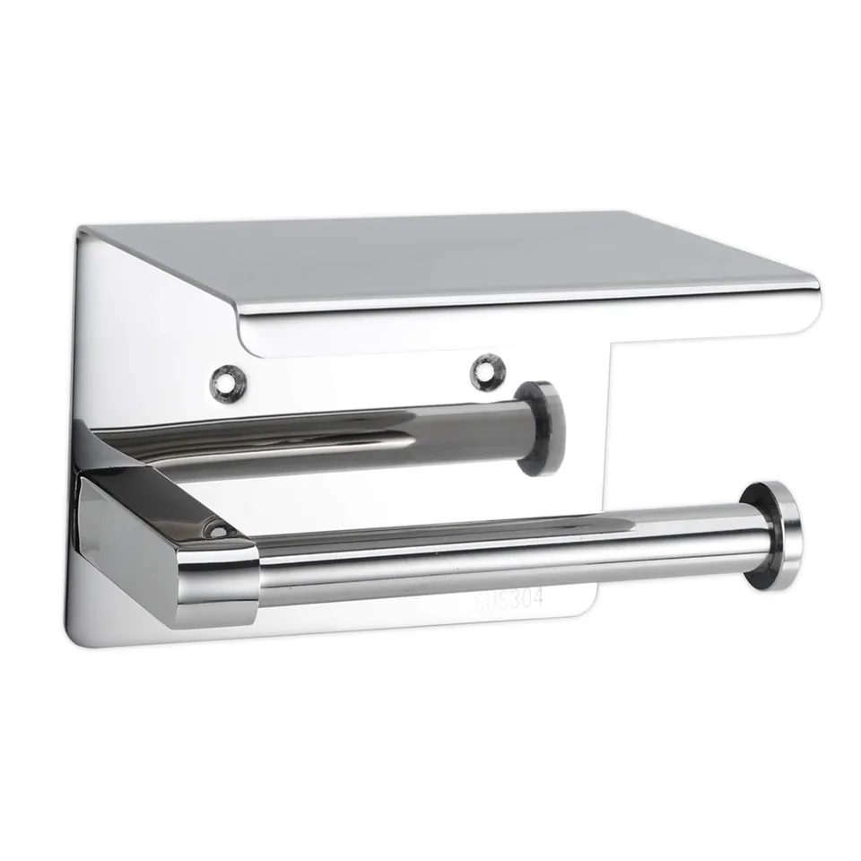 Intirilife Toilettenpapierhalter Ablage Silber Edelstahl 16cm