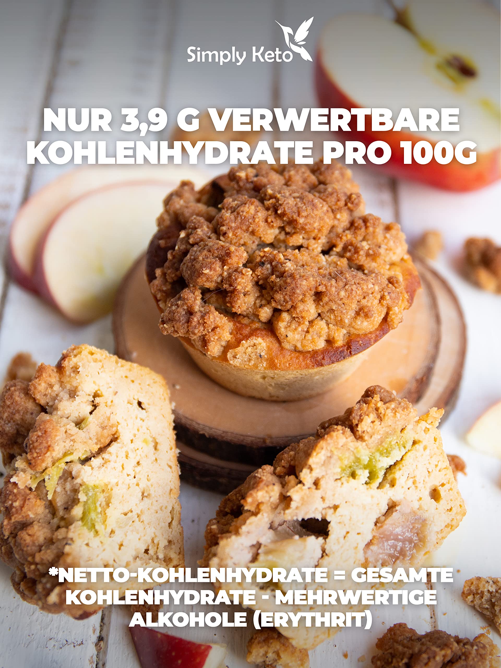 Simply Keto Muffins Apfel-Rhabarber Streusel 2er Pack zuckerfrei