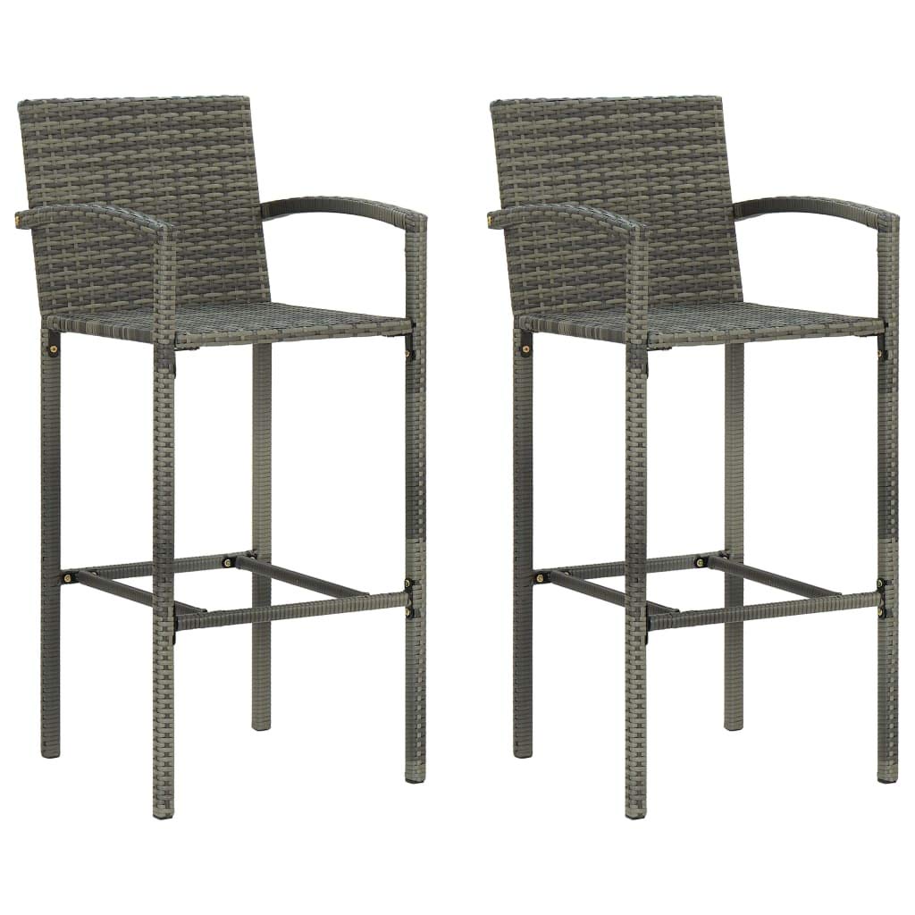 vidaXL Gartenbar Set 3-tlg. Bartisch Grau Polyrattan