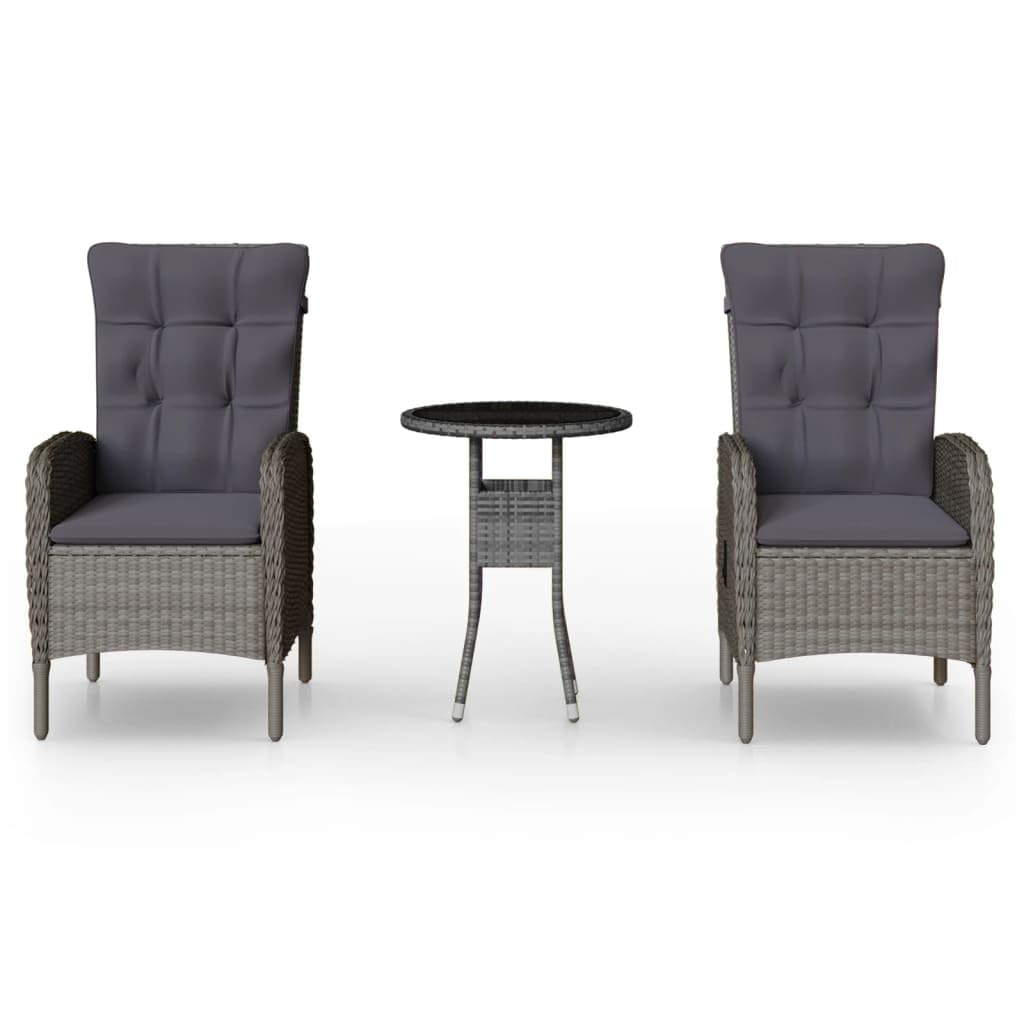 vidaXL Heim & Garten Bistro-Set 3-tlg Grau Ø60cm Rattan