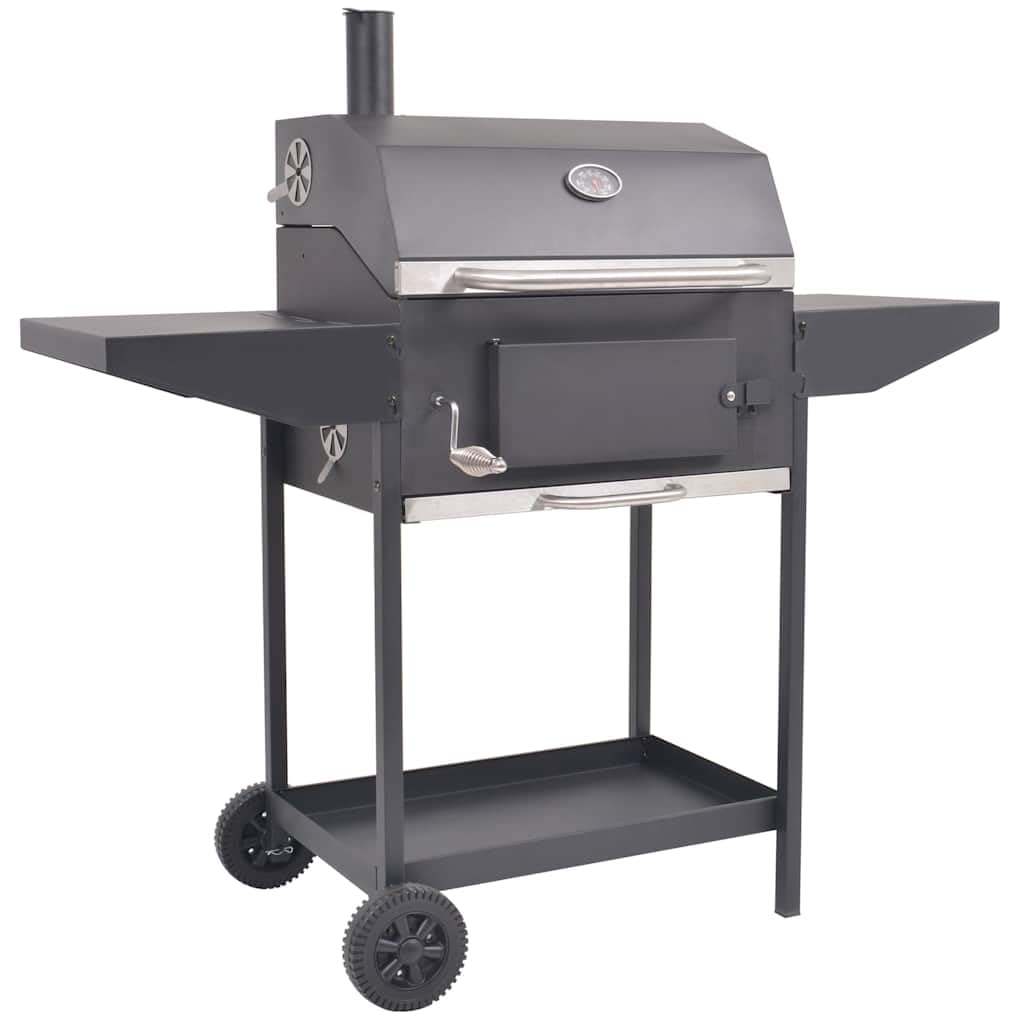 vidaXL Heim & Garten Holzkohlegrill Smoker Schwarz Ablage