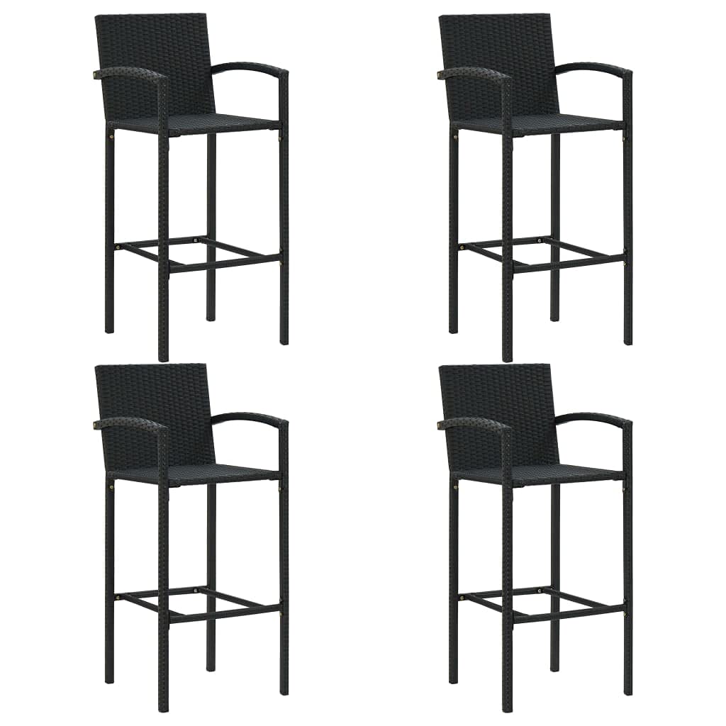 vidaXL Garten-Bar-Set 5-tlg. Rattan Schwarz Armlehne