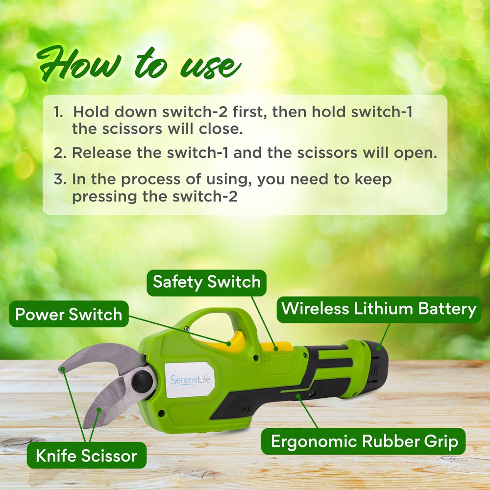 Serenelife Outdoor Tools PSPR170 Akku-Gartenschere 7,2V mit Akku