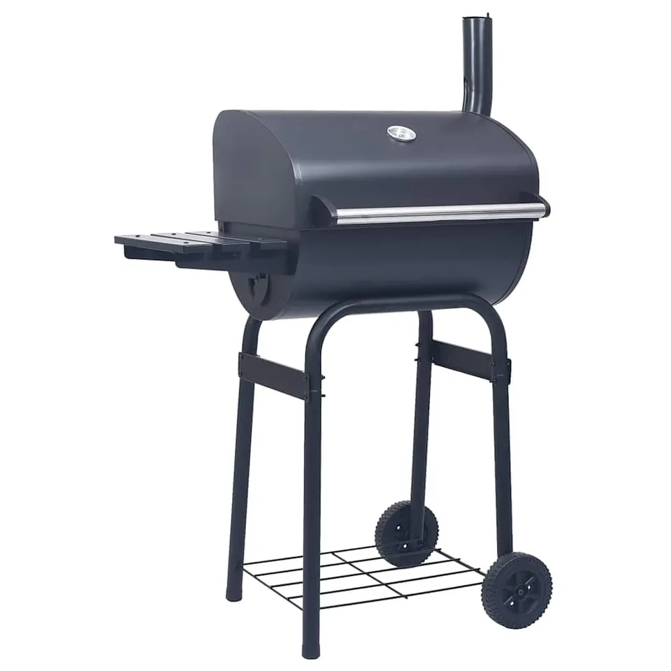 vidaXL Heim & Garten Holzkohlegrill Smoker Schwarz mit Deckel
