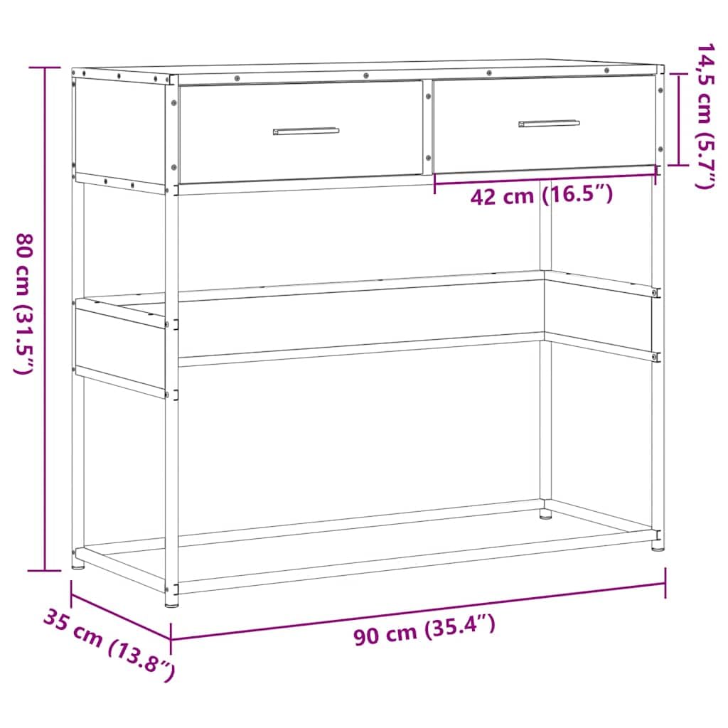 vidaXL Möbel Konsolentisch Schwarz 90x35x80 Holzwerkstoff