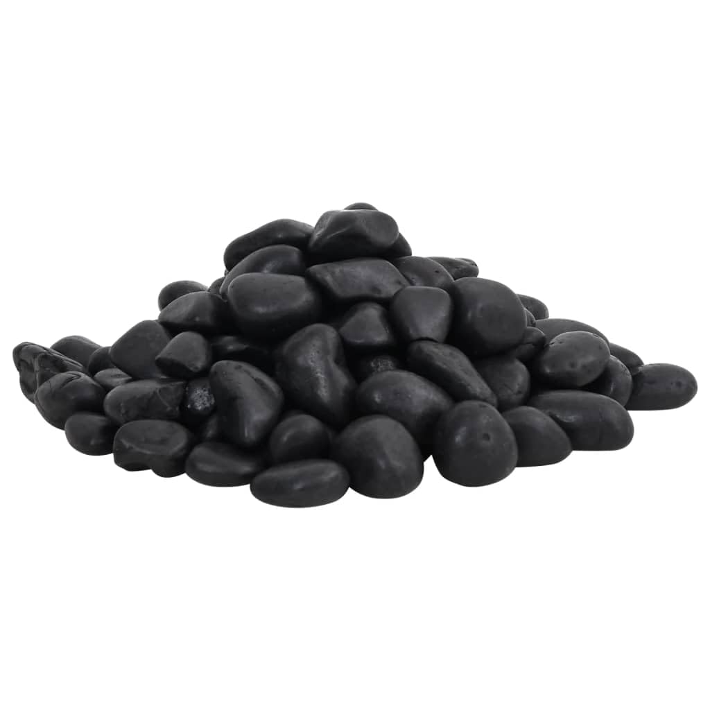vidaXL Tierbedarf Polierte Kiesel Schwarz 25 kg 2-5 cm
