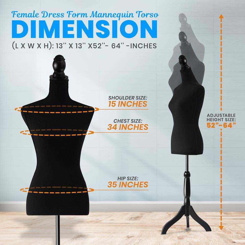 Serenelife Dress Form Damen Schneiderpuppe Schwarz verstellbar