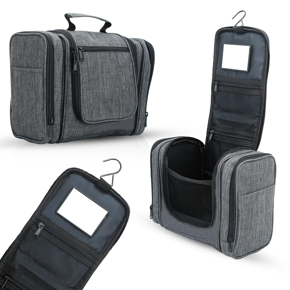 Intirilife Kosmetiktasche Grau 27x13x27,5 cm Polyester aufhängbar