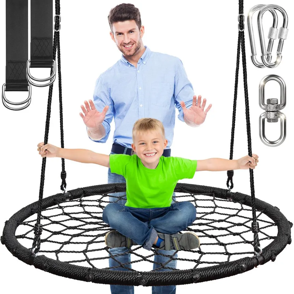 Serenelife Outdoor Schaukel rund Schwarz 40 Zoll Baumschaukel