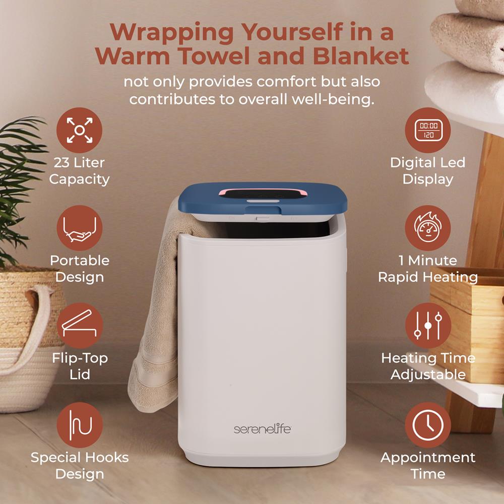 Serenelife Towel Warmers Handtuchwärmer Eimer Blau 23L Timer