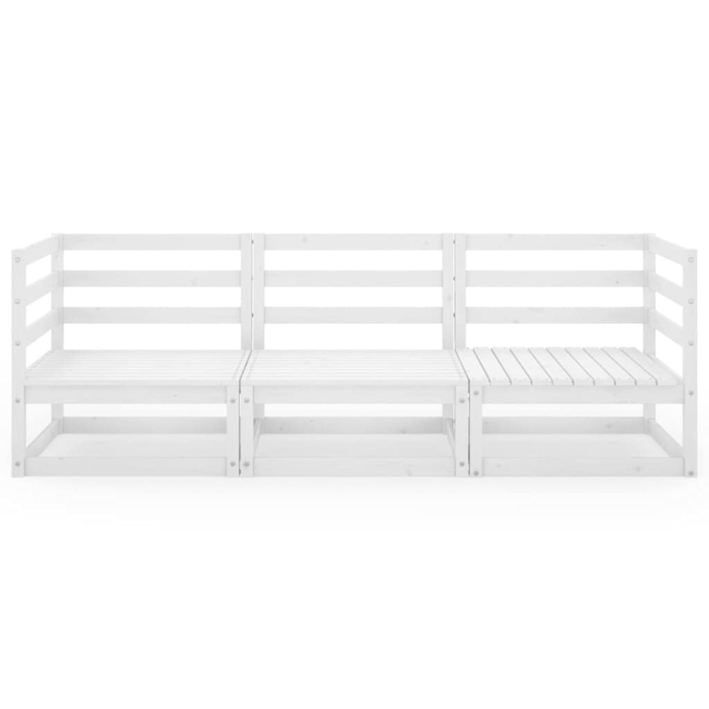 vidaXL Heim & Garten Outdoor-Sofa 3-Sitzer Weiß Kiefer Ohne Kissen