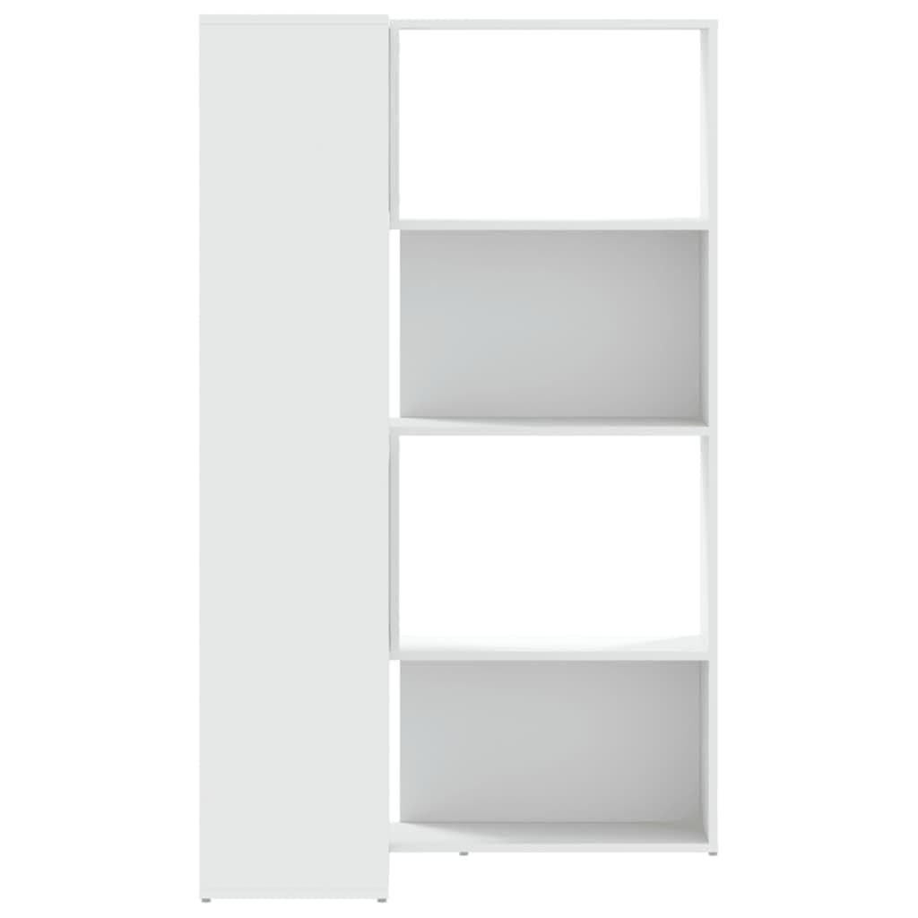 vidaXL Möbel Eck-Bücherregal 4 Etagen Weiß 85x85x140 cm