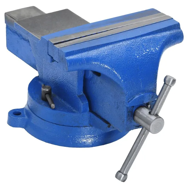vidaXL Schraubstock Tischschraubstock 100mm Blau Gusseisen