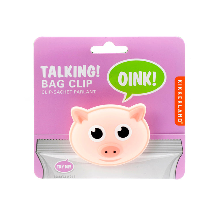 Kikkerland Kitchen Pig Talking Bag Clip Beutelclip Sound
